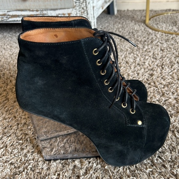 Jeffrey Campbell Dina Suede Wedge Boots Size 8.5 Handmade Havana last - Picture 2 of 15